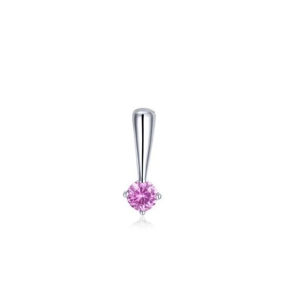 Sterling Silver Large Simulated Pink Tourmaline Polished Birthstone Pendant. Swede's Jewelers East Windsor, CT