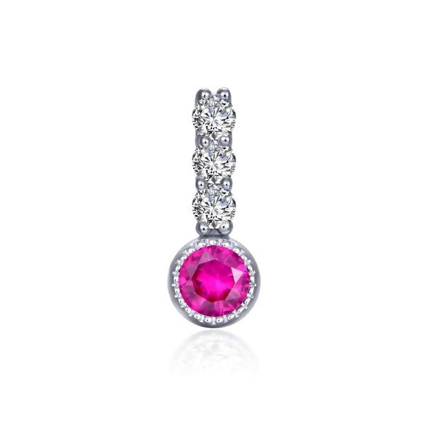Sterling Silver Small CZ & Simulated Ruby July Birthstone Pendant Swede's Jewelers East Windsor, CT