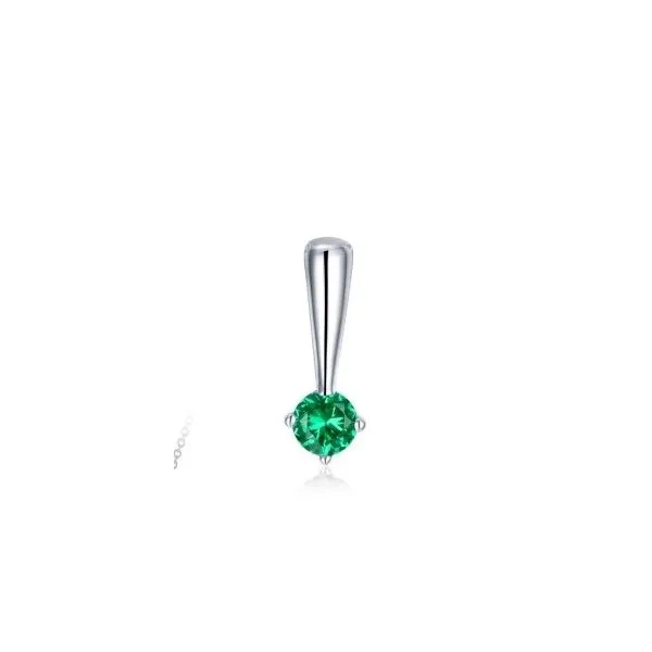 Sterling Silver Large Simulated Emerald Polished Birthstone Pendant. Swede's Jewelers East Windsor, CT