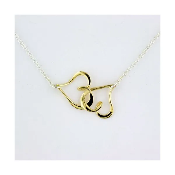 Tom Kruskal Sterling Silver And 14Kt. Yellow Gold Double Heart Pendant On 17