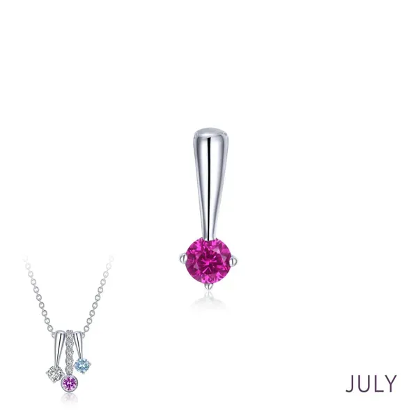 Sterling Silver Large Lab-Grown Ruby Polished Birthstone Pendant. Swede's Jewelers East Windsor, CT