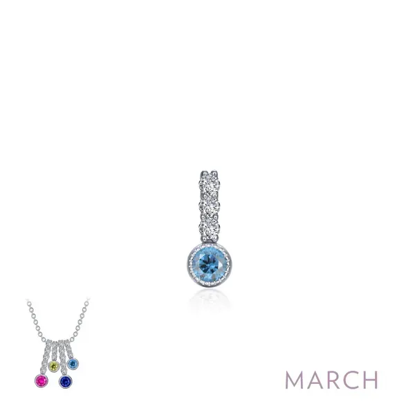 Sterling Silver Small CZ  & Simulated Blue Topaz Birthstone Pendant. Swede's Jewelers East Windsor, CT