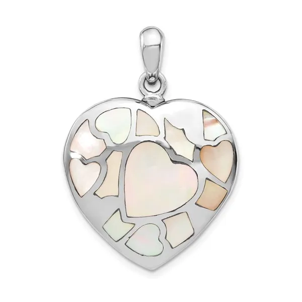Sterling Silver Rhodium-plated Mother of Pearl Ash Holder Pendant Swede's Jewelers East Windsor, CT