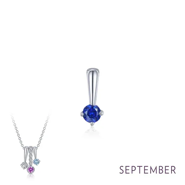 Sterling Silver Small Polished Simulated Blue Sapphire Birthstone Pendant. Swede's Jewelers East Windsor, CT