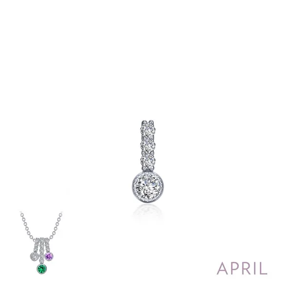 Lafonn Sterling Silver Small Rhod/plate CZ & Simulated Diamond April Birthstone Pendant Swede's Jewelers East Windsor, CT