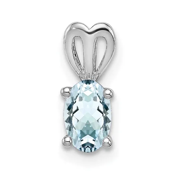 Sterling Silver Rhodium-plated Aquamarine 6x4mm Pendant Swede's Jewelers East Windsor, CT