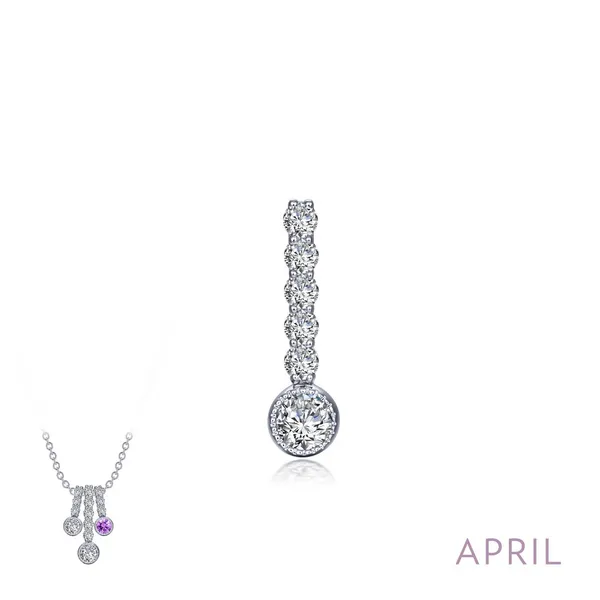 Sterling Silver Large CZ & Simulated Diamond AprilBirthstone Pendant Swede's Jewelers East Windsor, CT