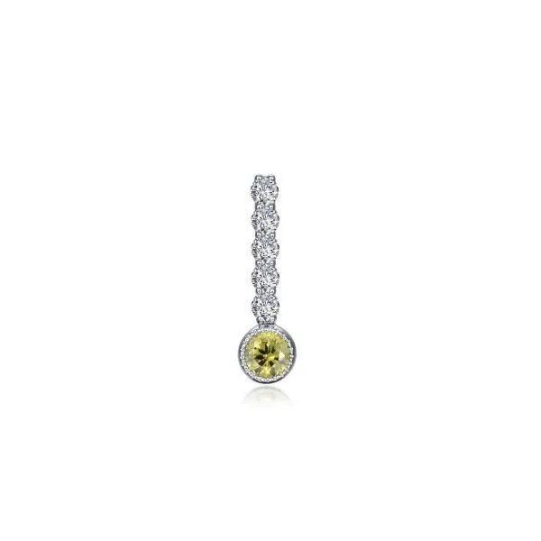 Sterling Silver Large CZ & Simulated Yellow Topaz November Birthstone Pendant Swede's Jewelers East Windsor, CT
