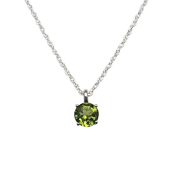 Sterling Silver 6mm Peridot Solitaire Pendant Swede's Jewelers East Windsor, CT