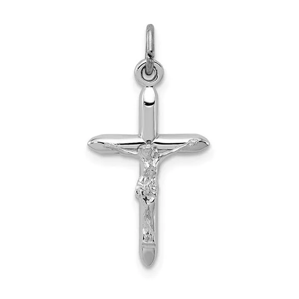 Quality Gold sterling silver rhodium plated crusafix pendant Swede's Jewelers East Windsor, CT