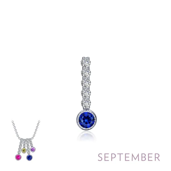 Sterling Silver Large CZ & Simulated Blue Sapphire  Birthstone Pendant. Swede's Jewelers East Windsor, CT