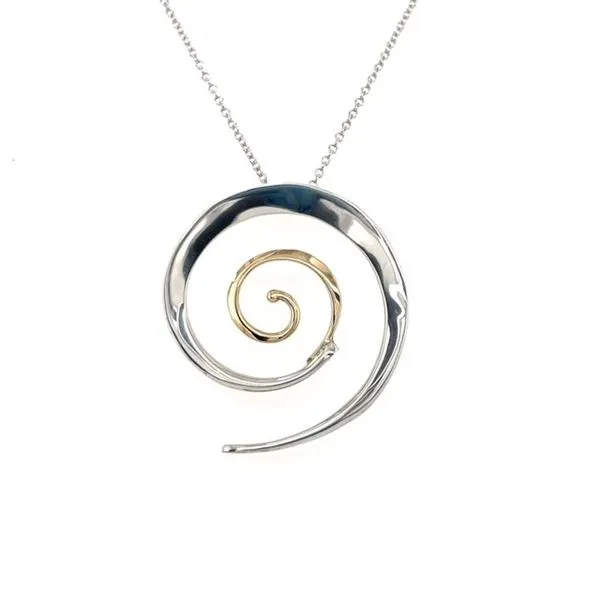 Tom Kruskal Sterling Silver & 14K Yellow Gold Snail Pendant on 18