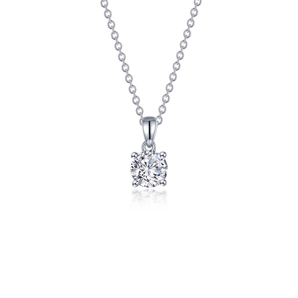 Lafonn Sterling Silver Rhod-plate 1.1 CTW 4-Prong Solitaire CZ Necklace Swede's Jewelers East Windsor, CT
