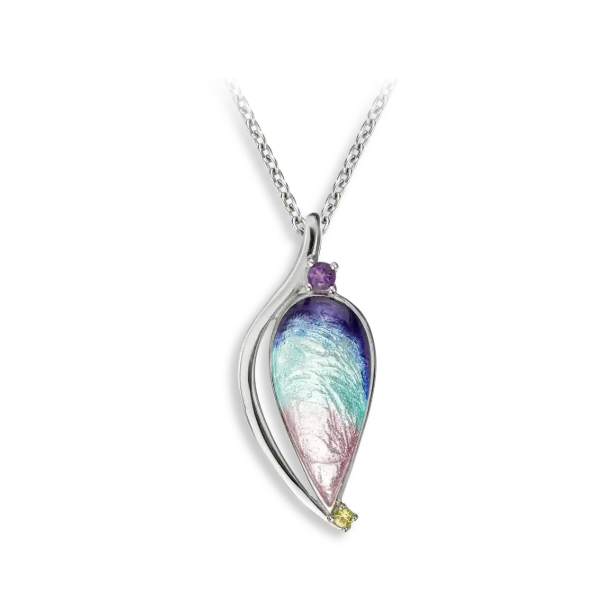Sterling Silver Blue Enamel Teardrop Necklace-Amethyst & Yellow Sapphires. Sterling Silver Swede's Jewelers East Windsor, CT