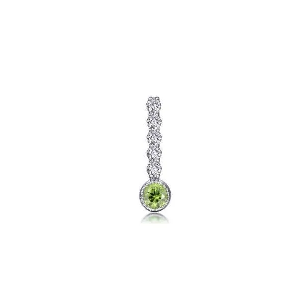 Sterling Silver  Large Cz & Simulated Peridot  Birthstone Pendant. Swede's Jewelers East Windsor, CT