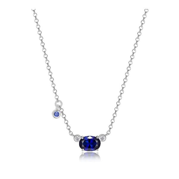 Sterling Silver Lab Created Sapphire Necklace with Lab Created Diamond Swede's Jewelers East Windsor, CT