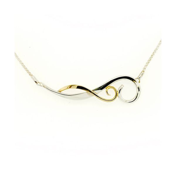 Tom Kruskal Handmade Sterling Silver and 14kt Rose Gold Gentle Surf Necklace Swede's Jewelers East Windsor, CT