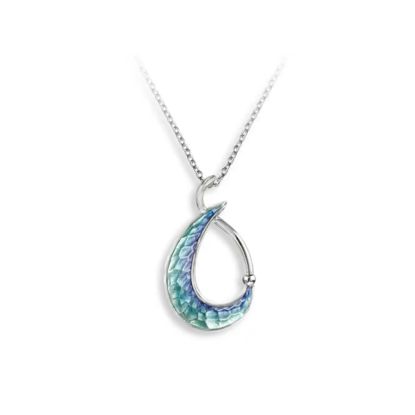 Nicole Barr Turquoise Enamel Teardrop Necklace. Sterling Silver Swede's Jewelers East Windsor, CT