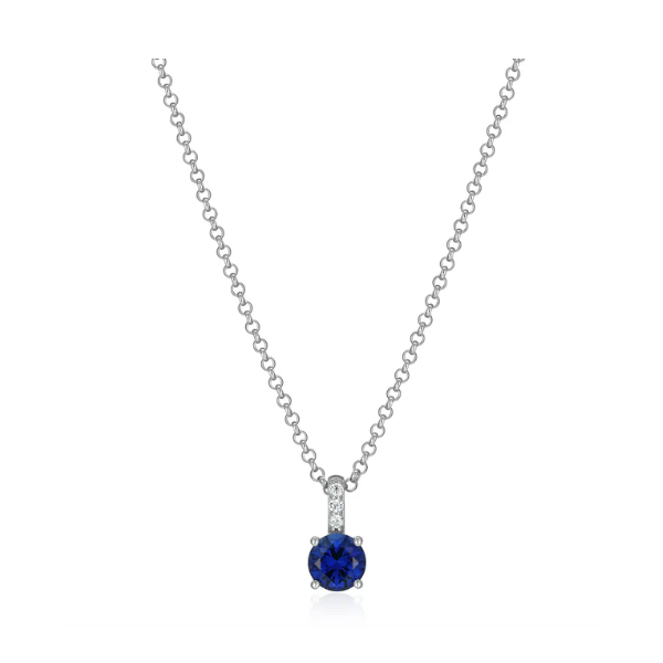 Elle Sterling Silver Lab Created Sapphire Necklace Swede's Jewelers East Windsor, CT