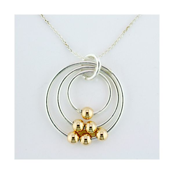 Tom Kruskal Sterling Silver & Gold Filled Moving Beads Pendant Swede's Jewelers East Windsor, CT