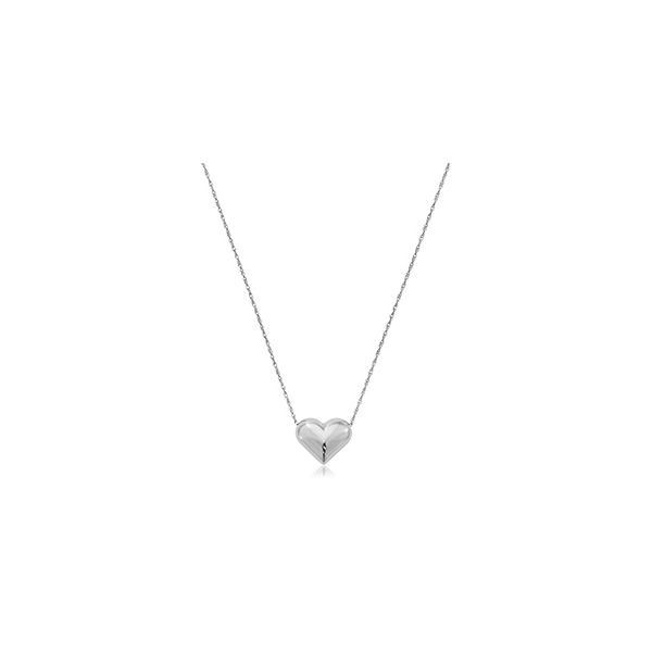 Sterling Silver Puff Heart Necklace Swede's Jewelers East Windsor, CT