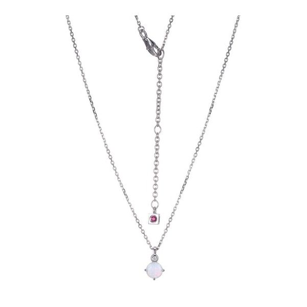 Elle Sterling Silver Created Opal with Lab Grown Diamond Necklace Swede's Jewelers East Windsor, CT