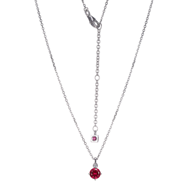 Elle Sterling Silver Created Ruby with Lab Grown Diamond Necklace Swede's Jewelers East Windsor, CT