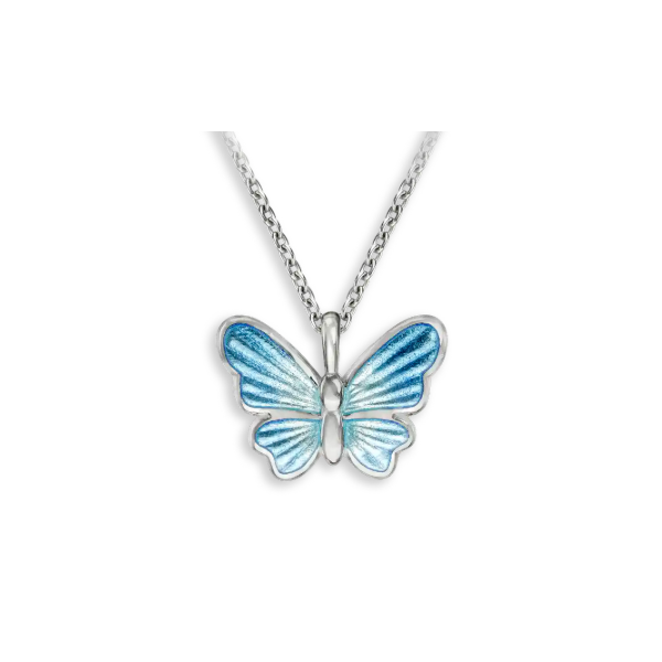 Blue Enamel Butterfly Necklace with Adjustable Rolo Chain Swede's Jewelers East Windsor, CT