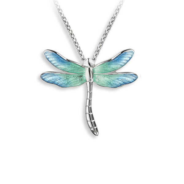 Nicole Barr Sterling Silver Blue/Green Enamel Dragonfly Necklace Swede's Jewelers East Windsor, CT