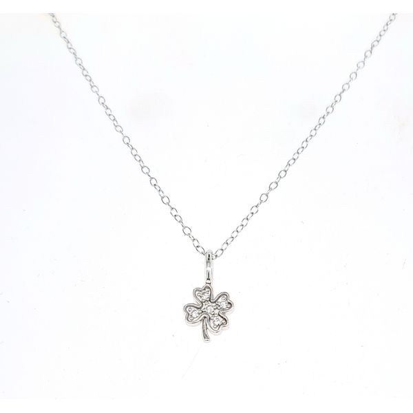 Sterling Silver Lab Grown Diamond Clover Necklace Swede's Jewelers East Windsor, CT