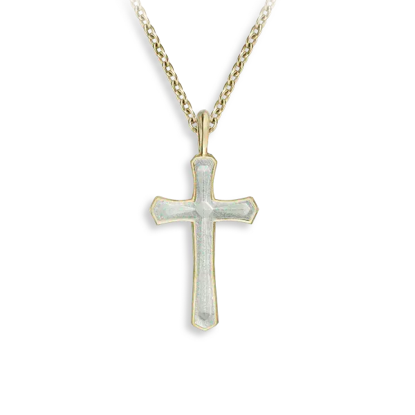 Nicole Barr Sterling Silver Gold Plated White Enamel Cross on 20