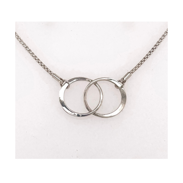 Sterling Silver You & Me Circle Necklace 16-18