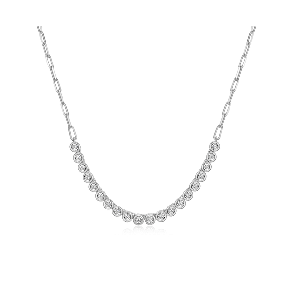 Sterling Silver Rhodium Plated Lab Grown Diamond .20CTW Necklace 16-18