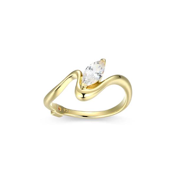 14K Yellow Gold Plated Marquise-Cut Cubic Zirconia Ring Swede's Jewelers East Windsor, CT