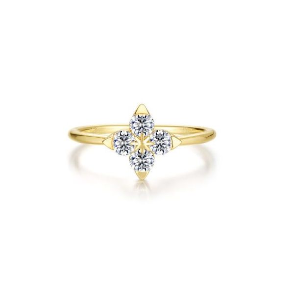 0.44 CTW Gold Plated Sterling Silver Flower Ring, Size 7 Swede's Jewelers East Windsor, CT