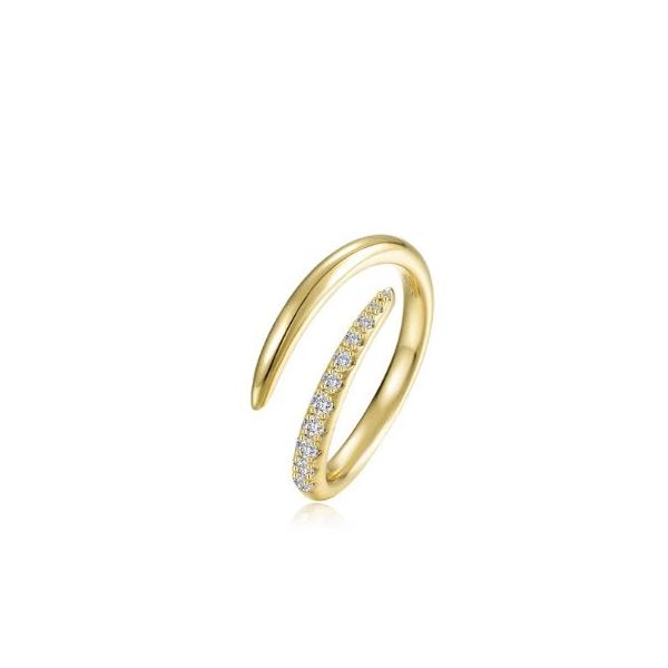 0.21 CTW Simulated Diamond ring, gold plated sterlilng silver, tapered bypass ring, size 7 Swede's Jewelers East Windsor, CT