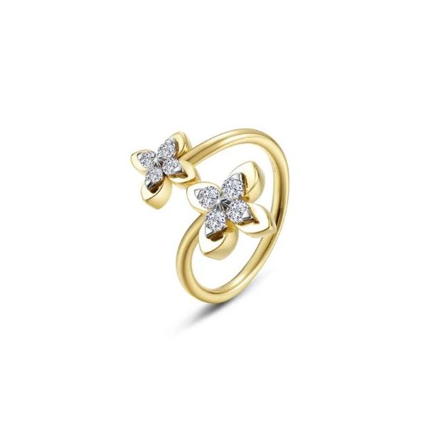 0.32 CTW Simulated Diamond Bypass Wrap Ring, gold plated sterling silver, 8 stones Swede's Jewelers East Windsor, CT