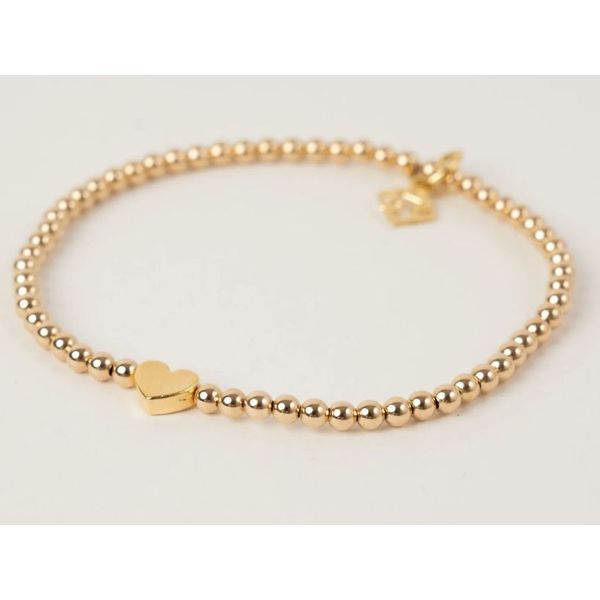 Elyse Ryan Golden Heart Bracelet. 3mm Gold FIlled Beads with Accent Heart Swede's Jewelers East Windsor, CT