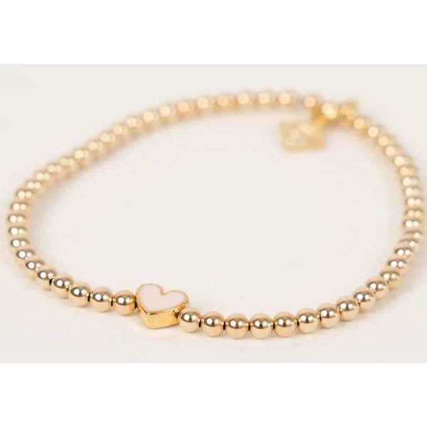 Elyse Ryan Golden Heart Bracelet. 3mm Gold FIlled Beads with Accent Heart Swede's Jewelers East Windsor, CT