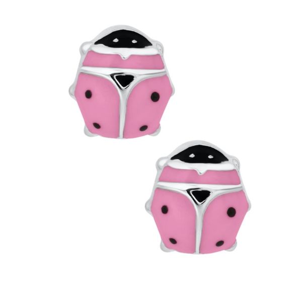 Children's Sterling Silver Enamelled Lady Bug Safety-back Stud Earrings Swede's Jewelers East Windsor, CT