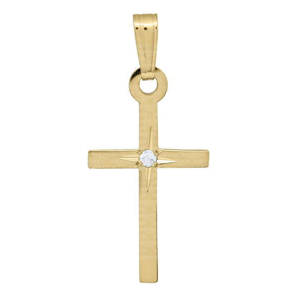 Kiddie Kraft 14Kt Yellow Gold Cross with Genuine Diamond on 15