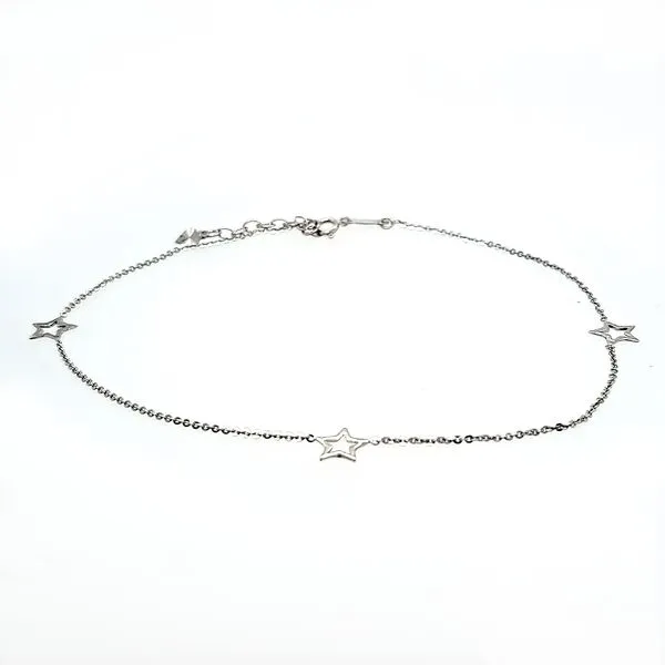 14Kt White Gold Star Anklet Swede's Jewelers East Windsor, CT