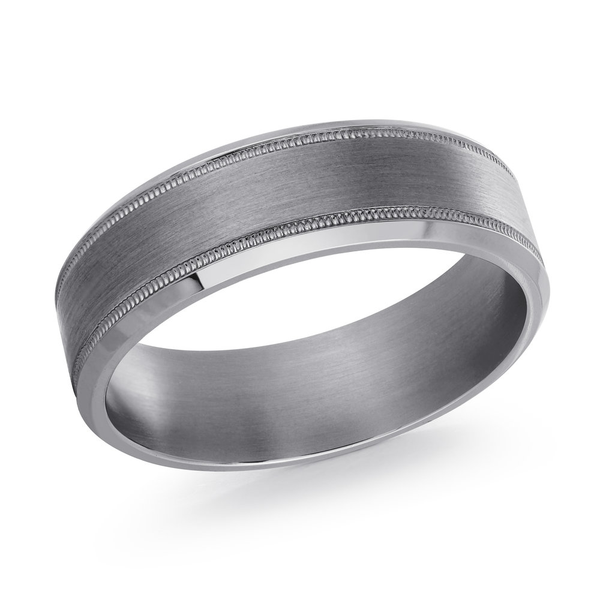 Men's Tantalum 7mm Band Satin with Milgrain/Beveled Edge Swede's Jewelers East Windsor, CT