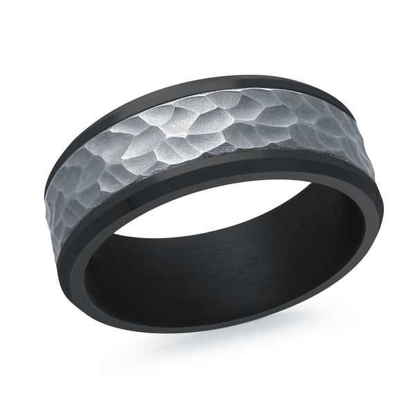 Men's Tantalum 8mm Band with Hammered Center Swede's Jewelers East Windsor, CT