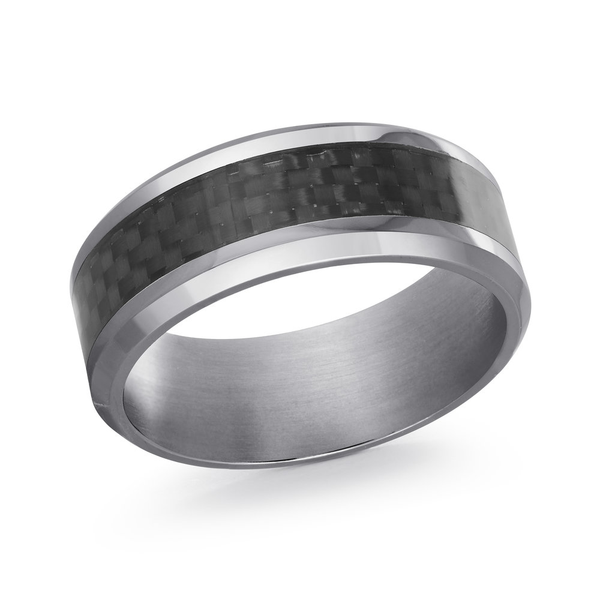 Men's Tantalum 8mm Band with Carbon Fiber Center, Size 10 Swede's Jewelers East Windsor, CT