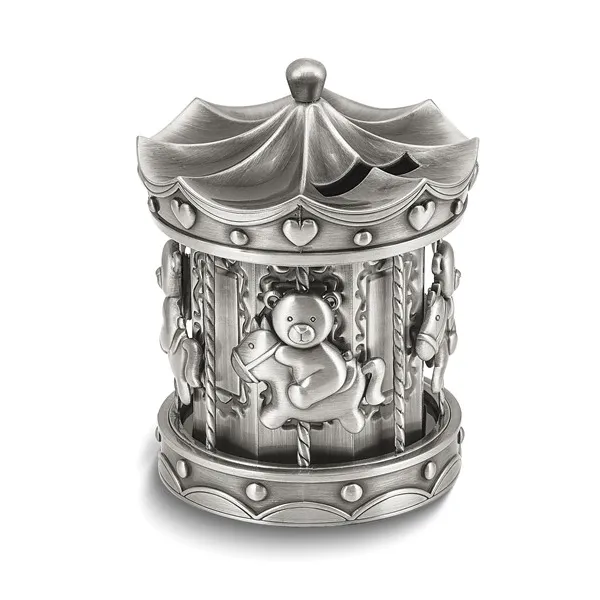 Pewter-tone Carousel Coin Bank Swede's Jewelers East Windsor, CT