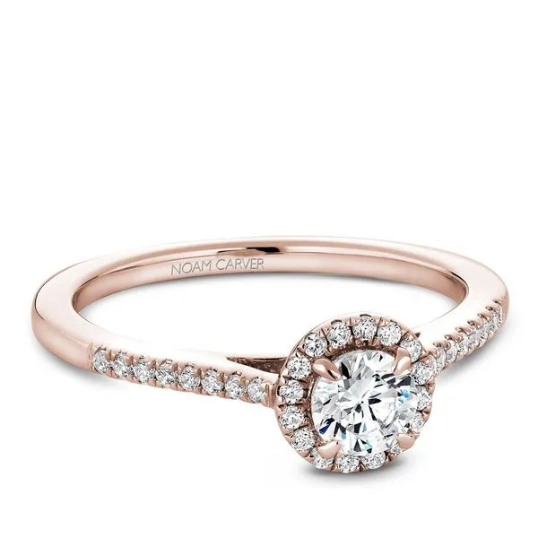 0.33CT Round Brilliant Diamond Noam Carver 14KT Rose Gold Halo Engagement Ring | Total Diamond Weight 0.50ct Taylors Jewellers Alliston, ON