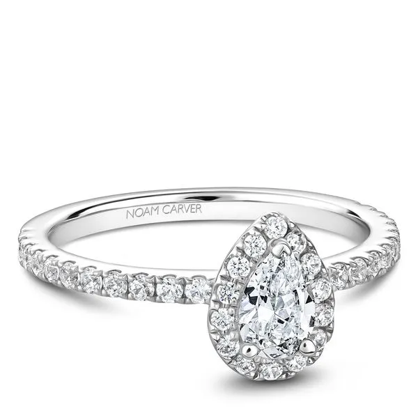 0.72CT T.W PEAR DIAMOND HALO ENGAGEMENT 14KT WHITE GOLD RING Taylors Jewellers Alliston, ON