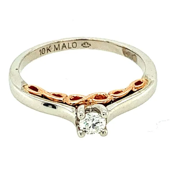 10KT WHITE AND ROSE GOLD INFINITY DETAIL DIAMOND ENGAGEMENT RING AND MATCHING BAND SIZE 6.5 Taylors Jewellers Alliston, ON