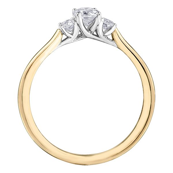 0.30CT OVAL CUT CENTER DIAMOND THREE ACROSS 14KT YELLOW & WHITE GOLD ENGAGEMENT RING SIZE Image 3 Taylors Jewellers Alliston, ON